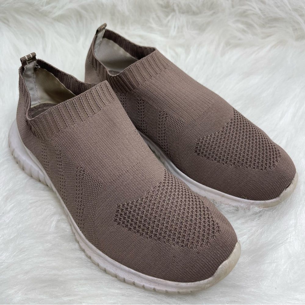 Tiosebon Womens Slip On Sneakers Shoes Nude Walking Low Top Mesh Breathable 8.5